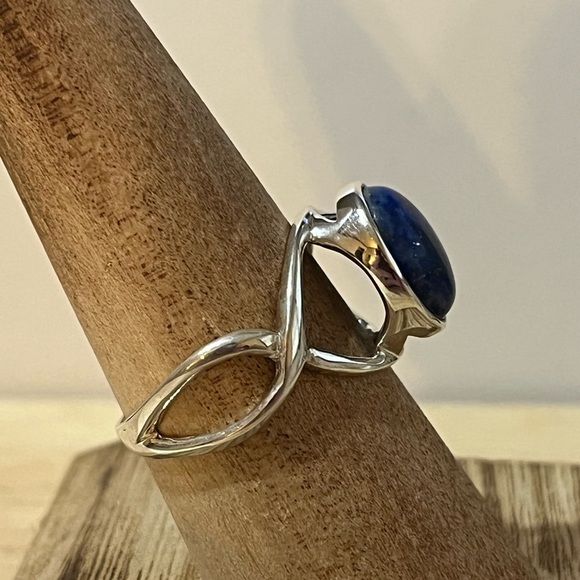 925 STERLING SILVER LAPIS LAZULI GEMSTONE RING SIZE 9 - Picture 3 of 9